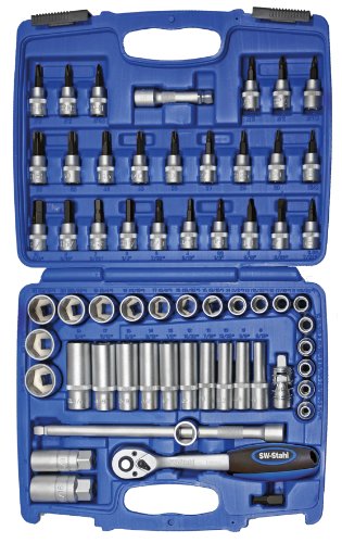 SW-Stahl S2171 Steckschlüsselsatz 3/8, zöllig, 61-teilig I Ratschenkasten I Knarrenkasten I Nusskasten I Stecknüsse sechskant aus Chrom Vanadium Stahl von SW-Stahl