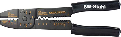 SW-Stahl 42504L Kabelschuhklemmzange isolierte und unisolierte Verbinder 1,5/2,5/6 mm I Kabel Abisolierzange 0,75-6 mm I Schrauben Schneider M2,6-M5 I Crimpzange isolierte Kabelschuhe unisoliert von SW-Stahl