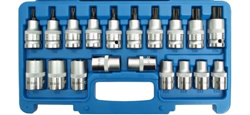 SW-Stahl Schraubendreheinsätze T und E-Profil, 19-teilig, 1/2 Zoll T 30 - T 70 / E 10 - E 24, 04180L von SW-Stahl