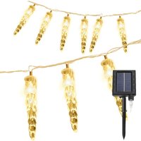 10M 80 led Solar Eiszapfen Lichterkette für Innen- und Außenbereich 8 Modi IP44 Party Garten Lichtervorhang – Warmweiß - Swanew von SWANEW