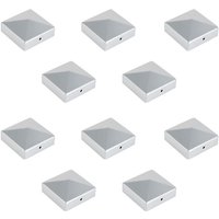 10x Pfostenkappe Zaunpfahl Abdeckung Pfostenkappe Pyramide Abdeckkappe 71x71mm Silber von SWANEW