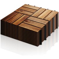 33 Stück Holzfliesen aus Akazienholz Balkonfliesen Terrassenfliesen, Bodenbelag mit Drainage, Fliese Leicht verlegbar(12 Latten 5 m²) - Swanew von SWANEW