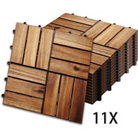 SWANEW 1m² Holzfliesen Akazie Mosaik Terrassenfliese 30x30 cm Fliese Stecksystem Mosaik Zuschneidbar Terrassenfliesen Terrasse Balkon von SWANEW