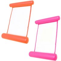 2 Pack Aufblasbares Wasserliege Schwimmbett Wasser-Hängematte 4-in-1 Loungesessel Pool Lounge luftmatratze hängematte (Orange + Rosa) von SWANEW