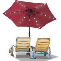Swanew - 2.7m Sonnenschirm Schirm UV40+ Gartenschirm Solar Garten led 4 Farben mit Kurbel,Rot von SWANEW