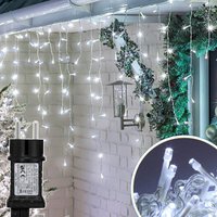 20M 600LEDs Eisregen Lichterkette Kaltweiß, Fenster Lichtervorhang mit 8 Modi IP44 Wasserfest, Weihnachtsbeleuchtung Party Balkon Garten Deko - Swanew von SWANEW