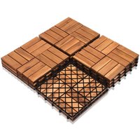 SWANEW 2m² Holzfliesen Akazie Mosaik Terrassenfliese 30x30 cm Fliese Stecksystem Mosaik Zuschneidbar Terrassenfliesen Terrasse Balkon von SWANEW