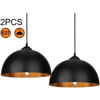 Swanew - 2x led Pendelleuchte Hängelampe Design Lampenschirm Esszimmer Leuchte Metall - schwarz von SWANEW