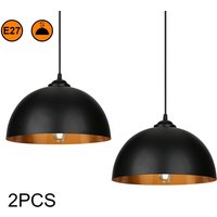 Swanew - 2x led Pendelleuchte Pendellampe Esszimmer Lampenschirm Schwarz-gold Hängelampe - schwarz von SWANEW