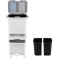 SWANEW 42L Abfalleimer Mülleimer Küche Müllsortier 4 Fächer Recycler Lagerschrank Pedal von SWANEW