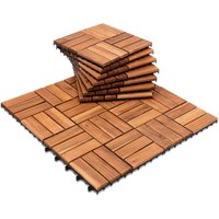 44 Stück Holzfliesen aus Akazienholz Balkonfliesen Terrassenfliesen, Bodenbelag mit Drainage, Fliese Leicht verlegbar(12 Latten 4 m²) - Swanew von SWANEW
