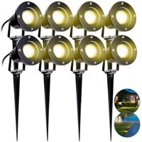 8X Gartenstrahler 4W led Gartenleuchte mit Erdspieß Rasen Licht Warmweiß Wasserdicht IP65 für Außenbereich Garten Teich Landschaft von SWANEW