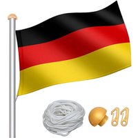 Swanew - Aluminium Fahnenmast 6,50m inkl Seilzug inkl Deutschlandfahne Flaggenmast Mast Flagge Alu von SWANEW