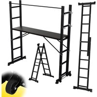 Arbeitsgerüst Alu Mehrzweckleiter 2x6 Stufen Multifunktionsleiter A-Rahmenleiter Multigerüst Baugerüst bis 150kg,Schwarz - Swanew Arbeitsgerüst Alu Mehrzweckleiter 2x6 Stufen Multifunktionsleiter A-Rahmenleiter Multigerüst Baugerüst bis 150kg,Schwarz - Swanew von SWANEW