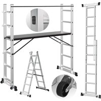 Arbeitsgerüst Alu Mehrzweckleiter 2x6 Stufen Multifunktionsleiter A-Rahmenleiter Multigerüst Baugerüst bis 150kg,Silber - Swanew von SWANEW