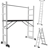 Arbeitsgerüst Alu Silber Mehrzweckleiter 2x6 Stufen Multifunktionsleiter A-Rahmenleiter Multigerüst Baugerüst bis 150kg - Swanew von SWANEW