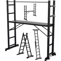 Arbeitsgerüst Alu schwarz Mehrzweckleiter 2x6 Stufen Multifunktionsleiter A-Rahmenleiter Multigerüst Baugerüst bis 150kg - Swanew von SWANEW