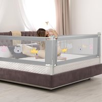 Bettgitter Bettschutzgitter Höhenverstellbar Kinderbett 180 x 98 cm Kinderbettgitter Gitter Fallschutz Bett Darkgray - Swanew von SWANEW