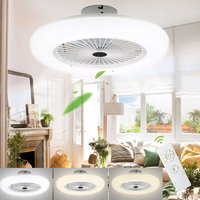 Swanew - Deckenventilator 80w Fernbedienung Timer Dimmbar led Dimmbar Deckenleuchte Ventilator für Wohnzimmer Runden von SWANEW