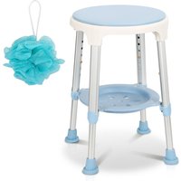 Swanew - Duschsitz Duschhocker Badesitz Duschstuhl Sitzfläche Duschen mit Regal 360°Drehbar - Blau von SWANEW