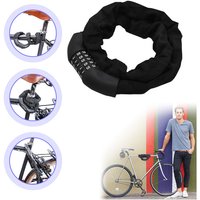 Fahrradschloss Zahlencode 6mm Stahlkettenglieder 5-stelliges Zahlenschloss Kettenschloss Fahrrad Schloss E-Bike Motorradschloss. 90cm - schwarz von TOLLETOUR