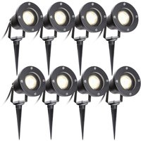 Gartenleuchte Led Gartenstrahler Warmweiss 8er Pack led Gartenbeleuchtung IP65 4W GU10 Mit Erdspiess Stecker Aussen Wiese fürAussen,Garten,Wiese von SWANEW
