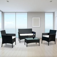 Gartenmöbel Glas Couch Polyrattan Gartenlounge Sitzgruppe Farbwahl,schwarz - schwarz von SWANEW