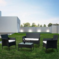 Gartenmöbel Lounge Set Garnitur Relax-Lounge Sofa Balkon Sitzgruppe Tisch Glas von SWANEW