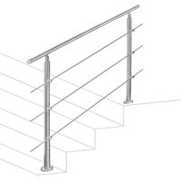Geländer Treppengeländer ø 42mm Edelstahl Handlauf für Innen und Außen geeignet 80cm mit 3 Querstreben - Swanew von SWANEW