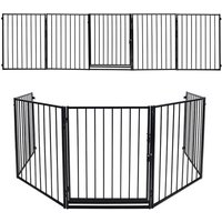 Kaminschutzgitter 300 x 76 cm klappbar Schutzgitter für Tiere 5 Elemente inkl. Tür Laufgitter Absperrgitter Metall Tiergitter - Swanew von SWANEW