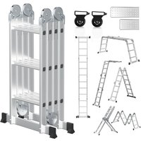 Klappleiter Mehrzweckleiter Ausziehleiter 4x3 Stufen bis 150kg Aluminnum - Swanew von SWANEW