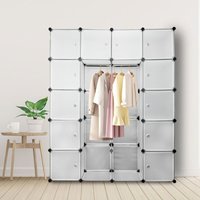 Swanew - Kleiderschrank Garderobenschrank 180x142x37cm (HxLxB) Kleiderschränke Regalsystem Steckregal - 20 Boxen (weiß unaufdruck) von SWANEW