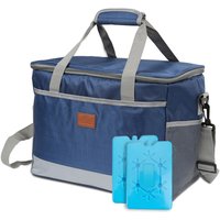 Kühltasche Isoliertasche Faltbar Thermotasche Picknicktasche Kühlbox mit 2er-Set Kühlakkus Kühlelemente Blau 25 Liter von SWANEW