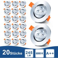 Led Einbauleuchte 3W Deckenstrahler schwenkbar 81mm für Küche Bad Wohnbereich Kaltweiß 6500K 20 Stück - Swanew von SWANEW