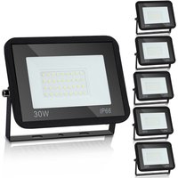 Led Fluter Flutlicht Strahler Baustrahler Außen Lampe IP65 30W 5X Kaltweiß Scheinwerfer - Swanew von SWANEW