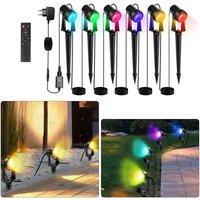 Led Gartenstrahler mit Erdspieß 6er Set, Gartenleuchte Gartenbeleuchtung mit Stecker Wasserdicht IP65 rgb - Swanew von SWANEW