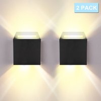 Led Wandleuchte Außen Wohnzimmer Wandlampe IP65 Treppen Keller Flur Esszimmer 12W Schwarz Warmweiß 4X - Swanew von SWANEW