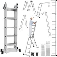 Swanew - Mehrzweckleiter Multifunktionsleiter Klappleiter Teleskopleiter A-Rahmenleiter 4x5 582cm Anlegeleiter Stehleiter Haushaltsleiter Aluleiter von SWANEW