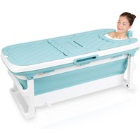 Mobile 149cm Faltbare Badewanne für Kinder & Erwachsene Spa Sauna Beweglich Bathtub mit Abdeckung Blau Wasserwanne - Swanew von SWANEW