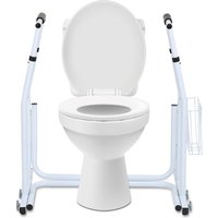 Mobile wc Aufstehhilfe Höhenverstellbar Stützgestell Haltegriff inkl. Ablagekorb rutschfeste Toilettenstütze - Weiß - Swanew von SWANEW