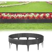 Rasenkante 10 Stücke 10m Beeteinfassung Rattan-Optik Mähkante Wegbegrenzung Beetumrandung Palisade Kunststoff Anthrazit - Swanew von SWANEW
