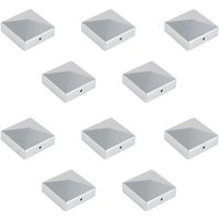 SWANEW 10x Pfostenkappe Leicht zu installieren Vielfältige Einsatzmöglichkeiten Zaunpfahl Abdeckung Silber 71x71mm von SWANEW