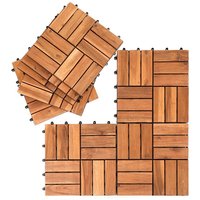 Swanew - 1m² Holzfliesen Mosaik Akazienholz Fliese 11 Stück 30x30 cm Balkonfliesen Gartenfliesen Terrassenfliesen für Garten Terrasse Balkon von TOLLETOUR