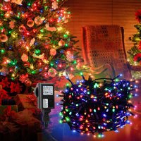 SWANEW 20M 200 LED Lichterkette für Weihnachtsbaum, bunte dunkelgrün Kupferdraht mit 8 Programmen LEDs für innen und außen IP44 von SWANEW