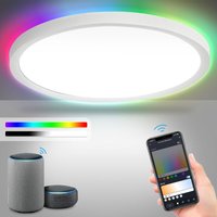 24W led Deckenleuchte Deckenleuchten Deckenlampe rgb dimmbar backlight IP44 Flurleuchte - Weiß - Swanew von SWANEW