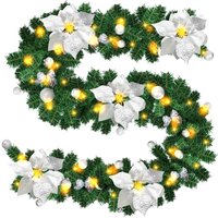 SWANEW 270cm Weihnachtsgirlande mit 50 LED Lichterkette Girlande Tannengirlande Weihnachtsdeko, Silver SWANEW 270cm Weihnachtsgirlande mit 50 LED Lichterkette Girlande Tannengirlande Weihnachtsdeko, Silver von SWANEW