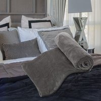 SWANEW 2er Set Kuscheldecke Flanell 130x170 cm uni grau superweich für Winter Couchdecke und Bettüberwurf von SWANEW