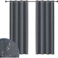 SWANEW 2er-Set Outdoor Vorhang mit Ösen Gardinen Verdunkelungsvorhang Blickdicht Garten Patio Balkon Dunkelgrau 254 x 213cm von SWANEW