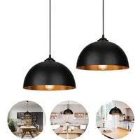 2x Pendelleuchte Lampenschirm Küche Hängelampe Decke Schwarz-gold Licht Beleuchtung Design - schwarz - Swanew von SWANEW