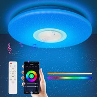 SWANEW 36W LED Deckenleuchte mit 40 cm Durchmesser, ultradünnem Sternenhimmel-Effekt, Bluetooth-Musik - RGB von SWANEW